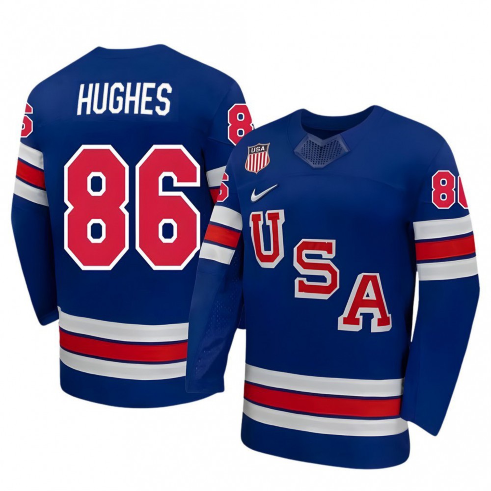 Jack Hughes USA Hockey Olympic 2026 Royal Home Replica Jersey-Pro Kit Vault | Brand New 26/27 Sports Jerseys